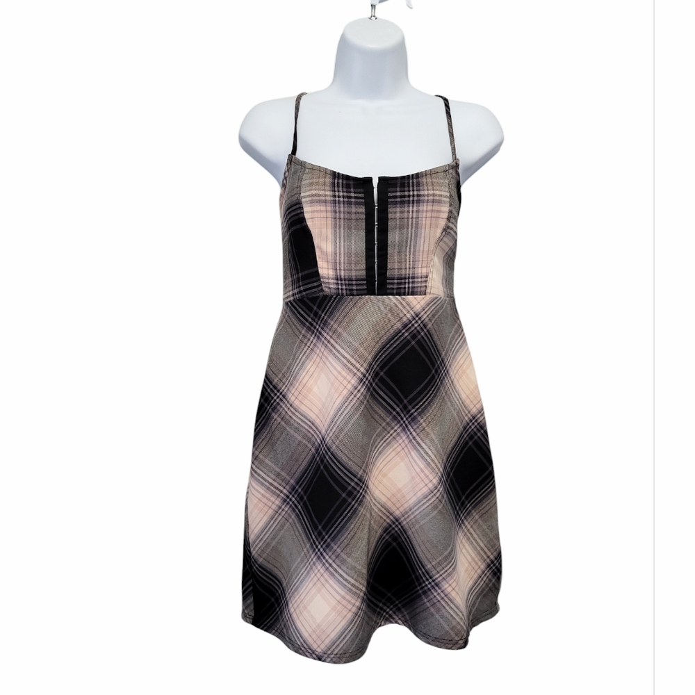 Urban Outfitters Plaid Mini Dress - Black and Pink